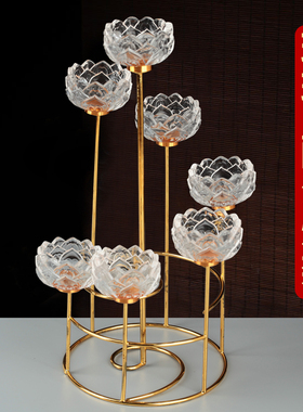 七星烛台摆件供佛透明酥油灯