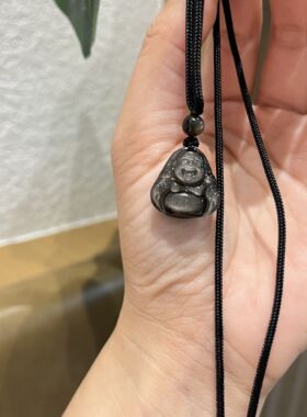 黑曜石弥勒佛银曜石光泽男女通用