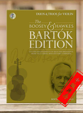 贝拉 巴托克 小提琴二重奏和三重奏 2-3把小提琴 附CD 博浩原版乐谱书 Bela Bartok Duos and Trios for Violin BH13222