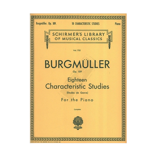 布格缪勒 18首个性练习曲 Op109 钢琴独奏 希尔默原版乐谱书 Burgmuller 18 Characteristic Studies for Piano HL50256170