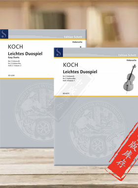 简易二重奏集 两把大提琴 全套共一至二卷 德国朔特原版乐谱书 Various Easy Duets for 2 Cellos Vol 1-2 ED 6273/6280