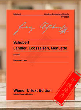 舒伯特 兰德舞曲 埃克塞斯舞曲和小步舞曲 钢琴独奏带指法 维也纳UE乐谱书 Schubert Ldlers Ecossaises Minutes piano UT50064
