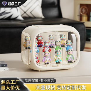盲盒收纳盒家用桌面手办展示架透明防尘加厚泡泡玛特大容量展示柜
