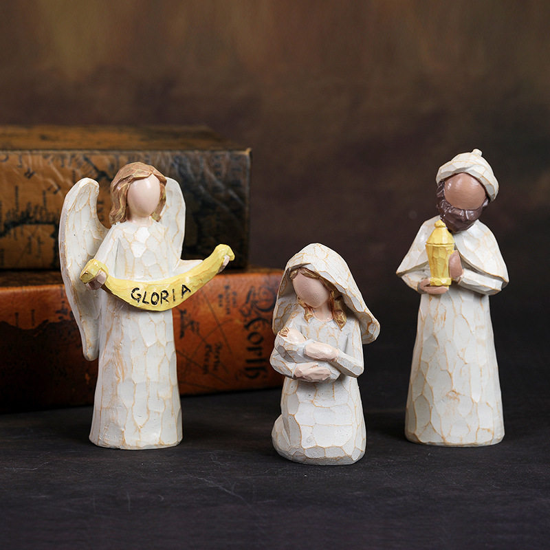 亚马逊仿木刻耶稣诞生马槽组合场