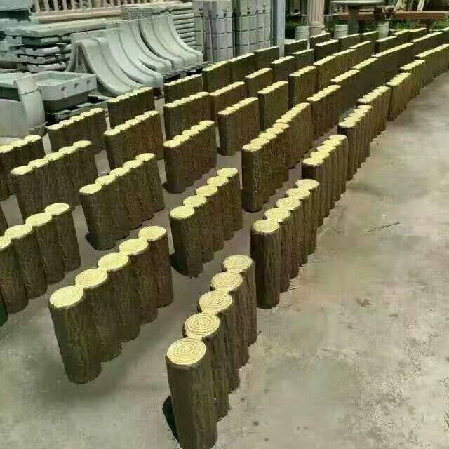 水泥仿木桩模具仿树皮护栏欧式花园林装饰木墩路牙石木纹护栏磨具