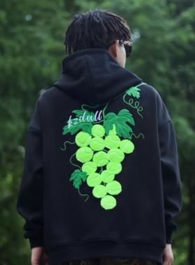 KZDALL原创设计葡萄网球毛巾绣连帽卫衣秋冬美式街头宽松休闲男女