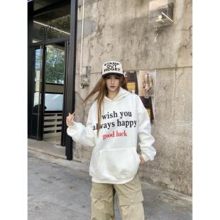 FYKSHOP美式街头痞帅字母印花连帽卫衣男女款宽松百搭休闲上衣ins