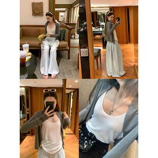 Xzichic慵懒清欲天丝羊毛小开衫2024夏季新款针织落肩轻薄外套女