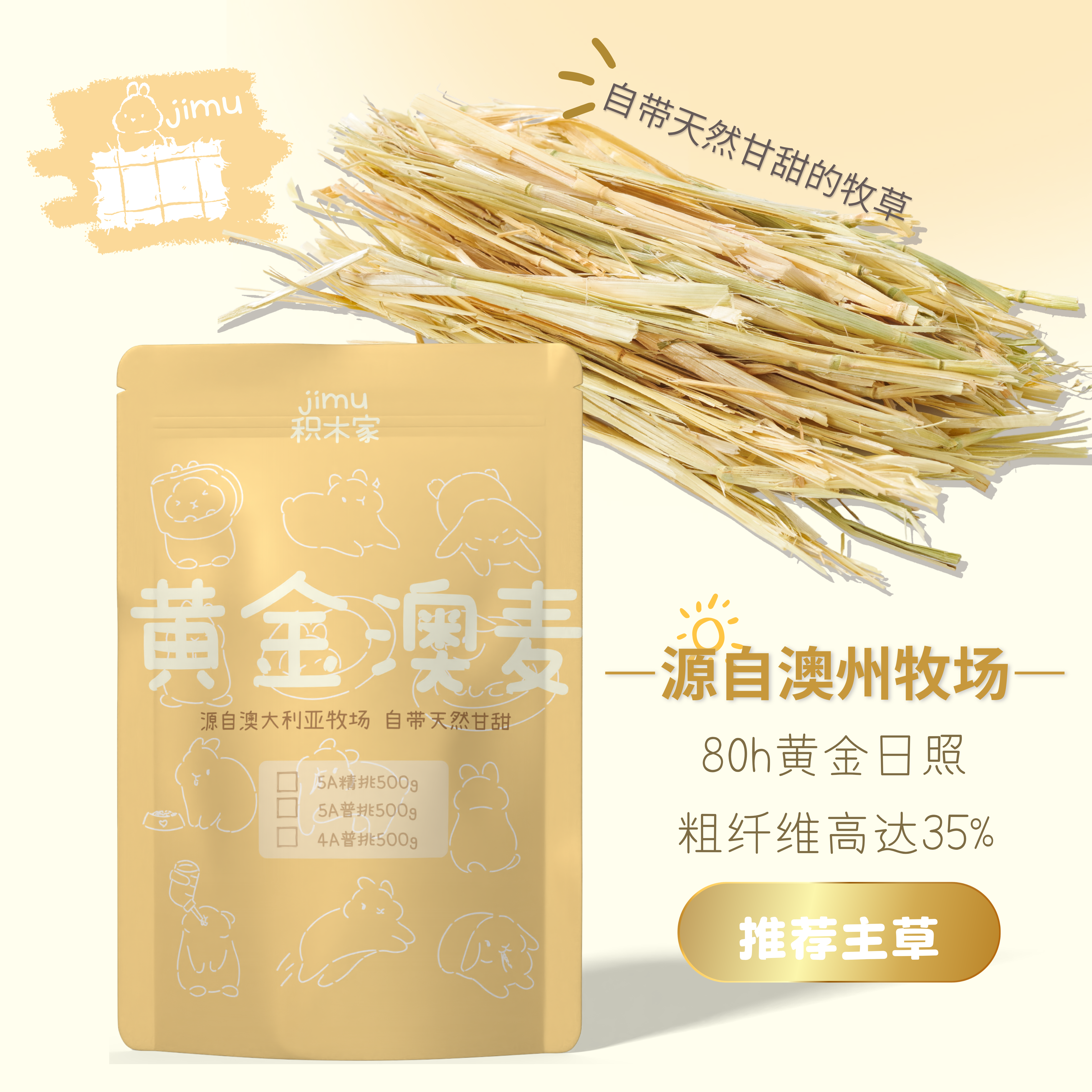 精筛手挑澳洲燕麦草5A黄金优选超高纤维黄金豆豆兔子草龙猫荷兰猪