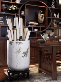 景德镇陶瓷器摆件手绘花瓶竹子字画缸收纳缸大号瓷瓶客厅插花装饰