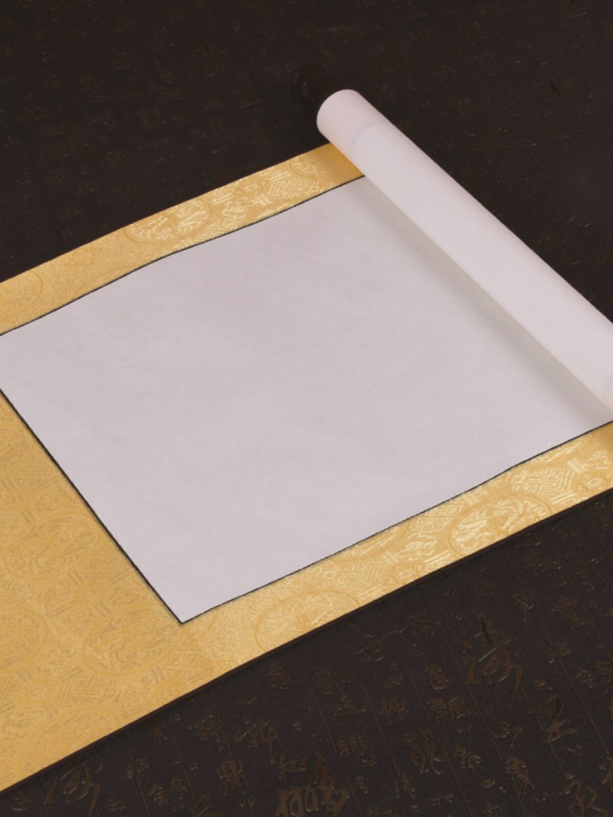 卷轴空白书裱横轴挂轴画轴洒金描金龙纹宣纸字画卷轴陶瓷书画缸