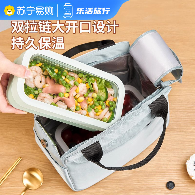饭盒手提包保温袋便当吃饭围兜帆布上班族带饭小学生大容量装盒饭