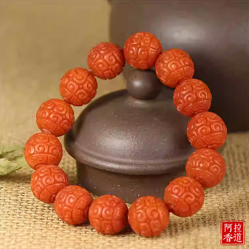 云南保山南红玛瑙自然无优化回纹珠手串配饰念珠时尚手链礼品收藏