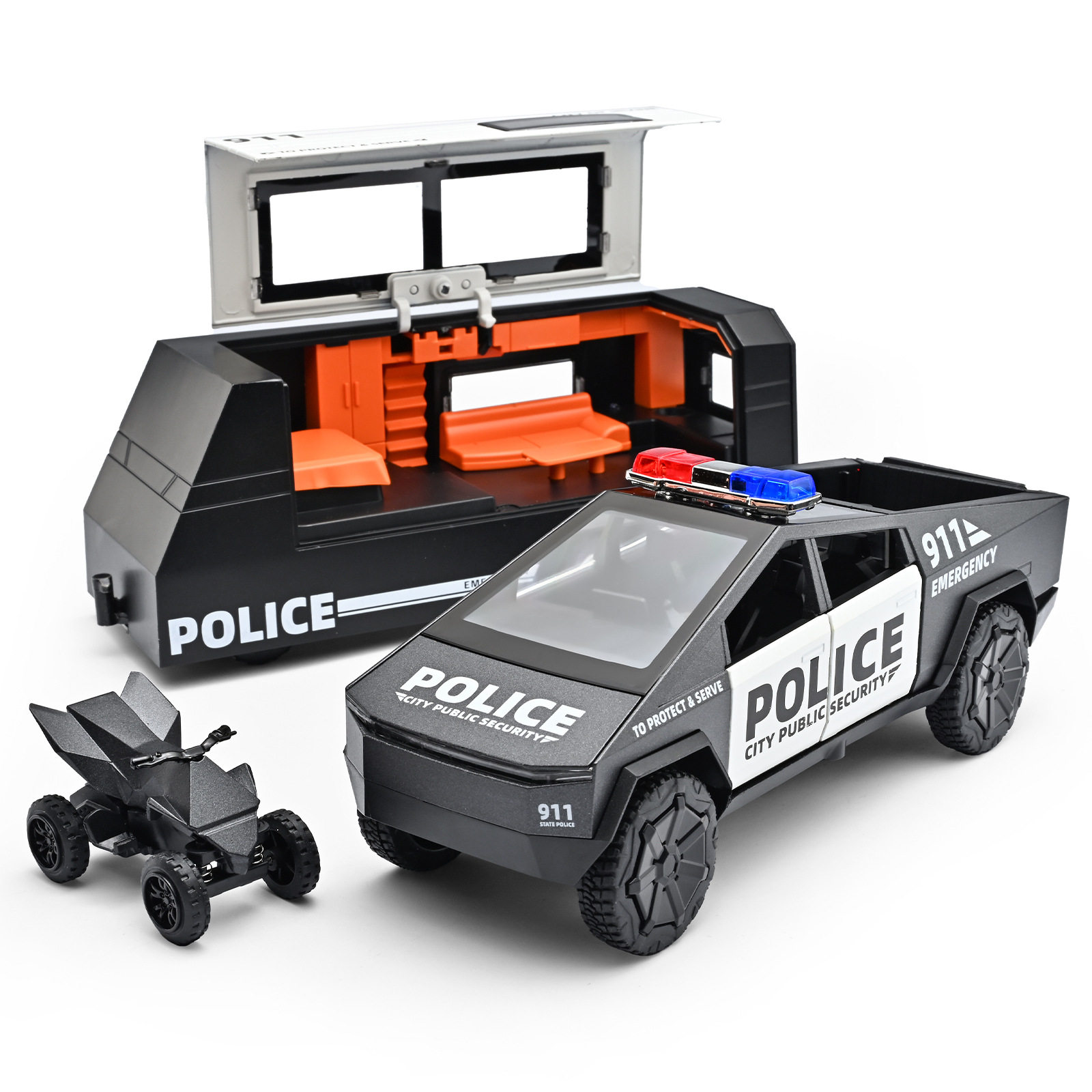 【HX323】车合金车模回力声光警车模型消防演练道具亲子互动玩具