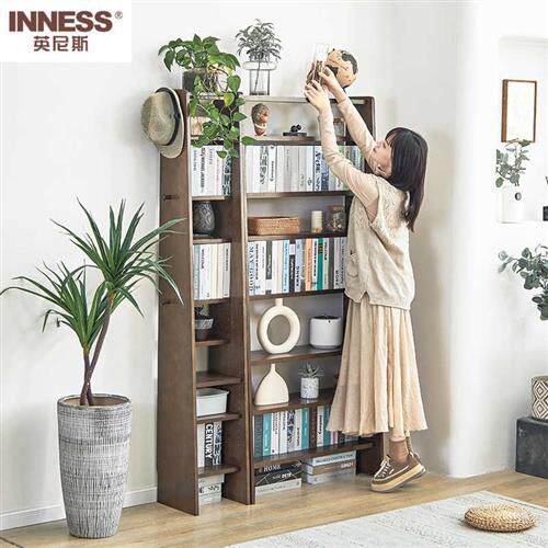 英尼斯 实木整墙书架 家用落地组合书柜多层置物架儿童学生收纳架