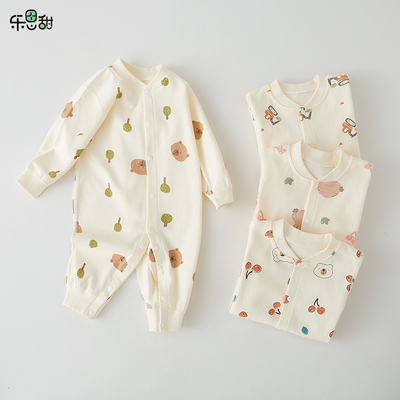婴儿连体衣纯棉春秋无骨柔软亲肤