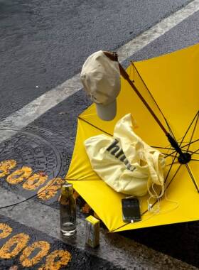 超级出片！黄色雨伞加大加厚加固