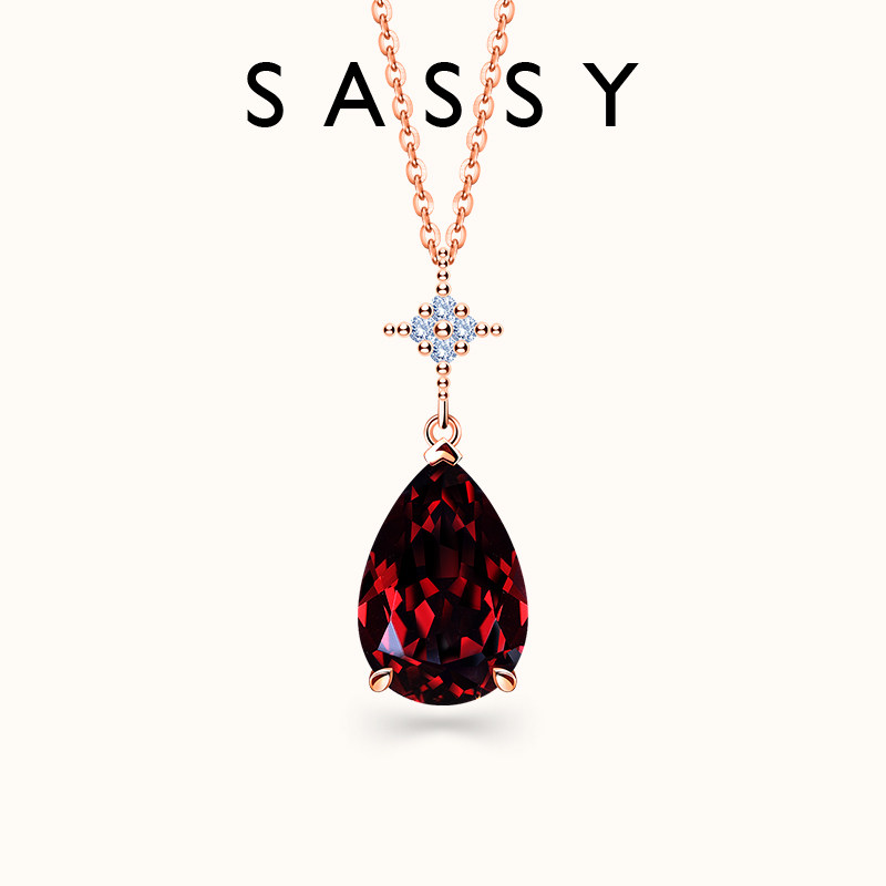 生日礼物18K金石榴石项链送女友