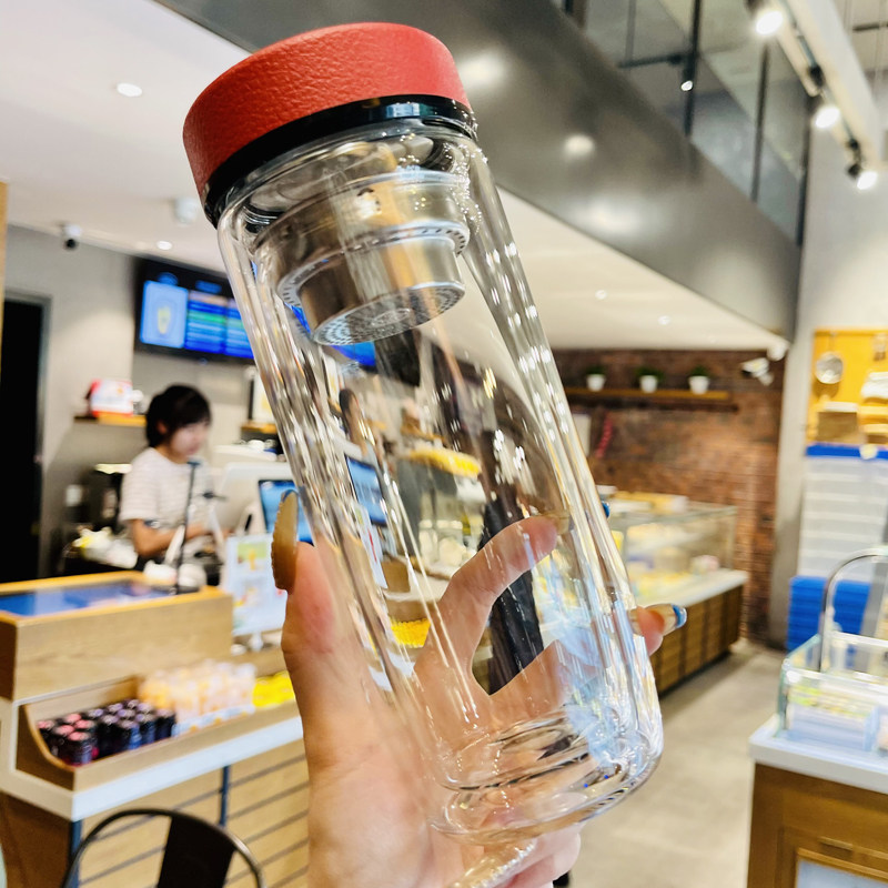 YF办公室泡茶杯女士耐热玻璃杯男双层隔热水杯大容量茶水分离杯子,餐饮具,玻璃杯,淘宝优惠券,粉丝福利购,淘宝优惠卷