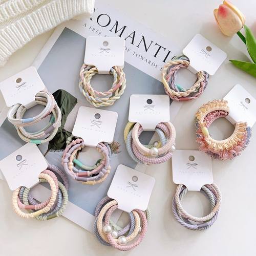 彩色皮筋套装高弹力花边头绳发饰