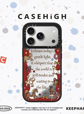 【C家】联名红色环绕英文骏马适用苹果17/16promax手机壳iphone17pro镜面MagSafe磁吸15/14p韩13pro可爱17Air