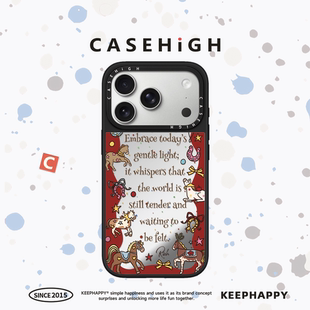 【C家】联名红色环绕英文骏马适用苹果17/16promax手机壳iphone17pro镜面MagSafe磁吸15/14p韩13pro可爱17Air