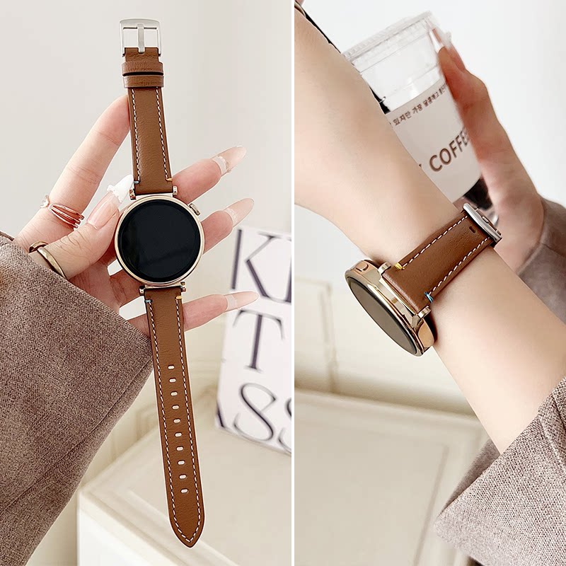 适用华为GT6表带Gt5手表车线小羊皮真皮watch3Fit4Pro秋冬女款