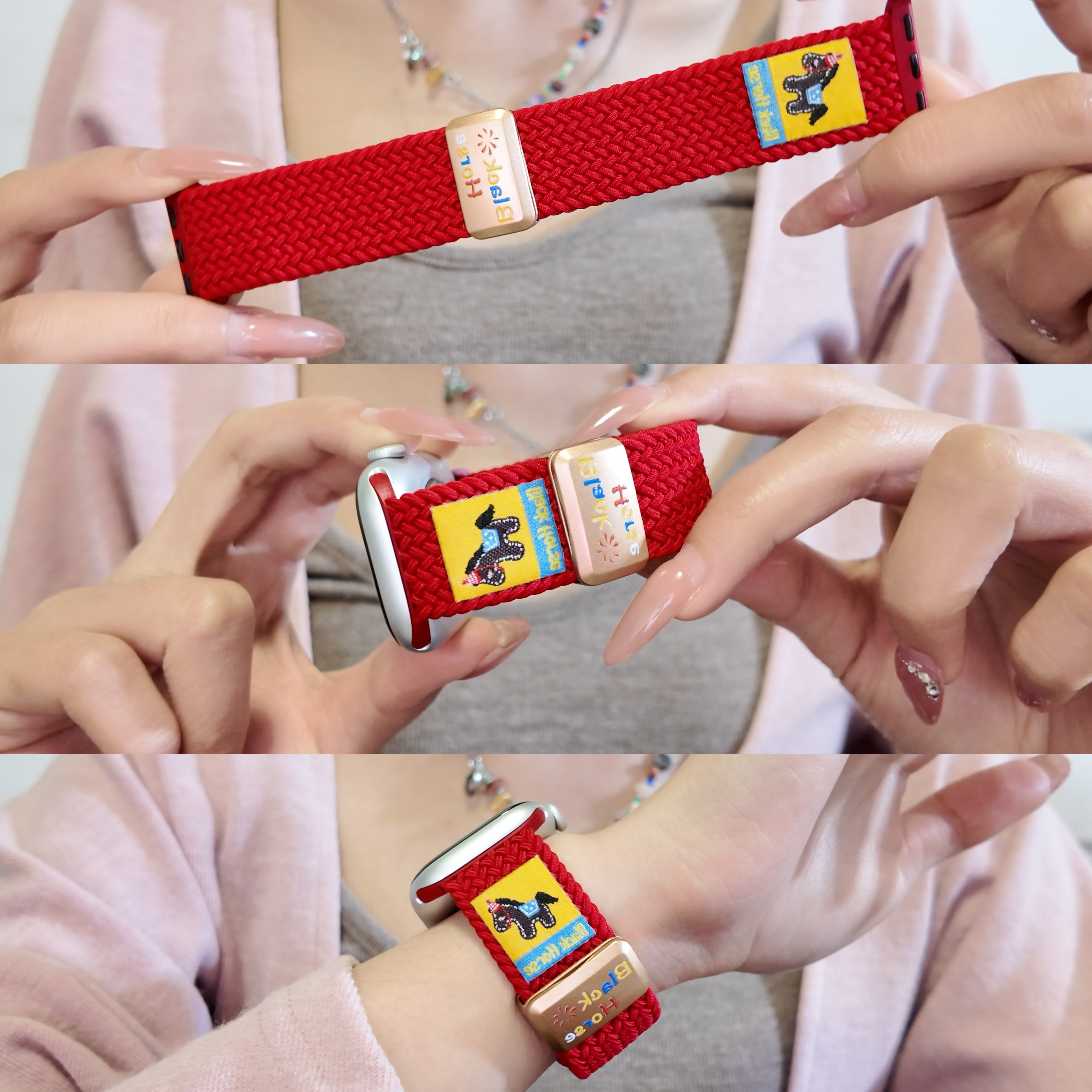 适用华为FIT4手表带Fit3小礼帽小马编织苹果S11appleiwatchs1098