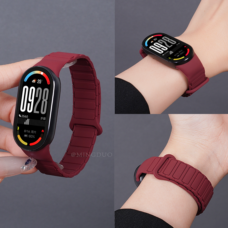 适用小米手环10表带9手表8腕带专用一体磁吸腕带nfc智能运动硅胶