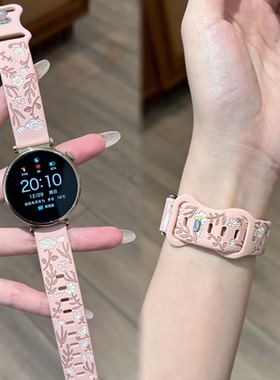 适用华为GT5手表带新款玫瑰印花硅胶GT4GT6watch3fit4pro女运动