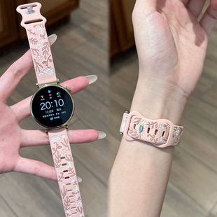 适用华为GT5手表带新款 玫瑰印花硅胶GT4GT6watch3fit4pro女运动