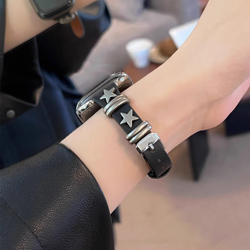 复古感星星皮质表带适用小米华为