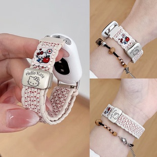 适用小米手环10代KT猫镭射印花编织磁吸表带98小米9pro8Pro红米54