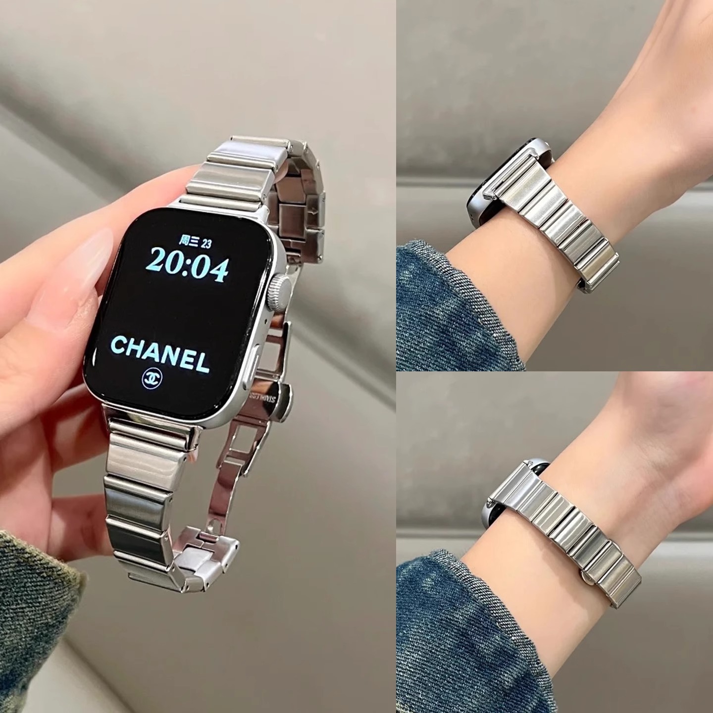 适用华为watchfit4表带不锈钢蝴蝶扣复古轻便华为fit3腕带男女款