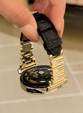 适用华为GT5表带Gt6手表不规则镶钻拼皮质watch3Fit4Pro高级感