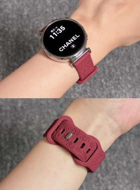 适用华为GT5手表带新款玫瑰浮雕硅胶GT4GT32watch34profit3运动