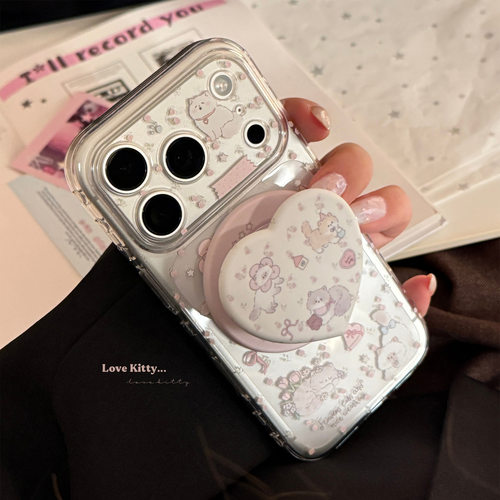 适用于iphone17promax苹果手机保护壳iphone17pro磁吸支架iphone17日韩ins风少女防摔外壳iphone16promax软壳