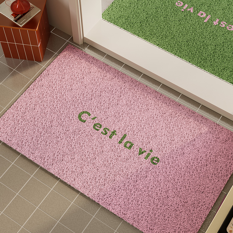 韩系纯色丝圈入户地垫houoh