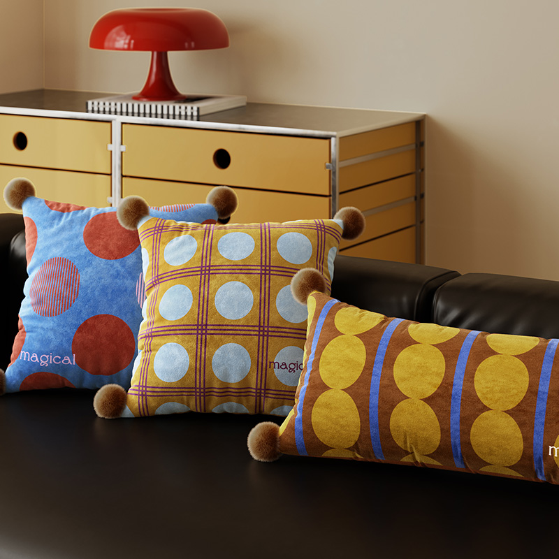 复古风撞色高级感沙发抱枕靠枕