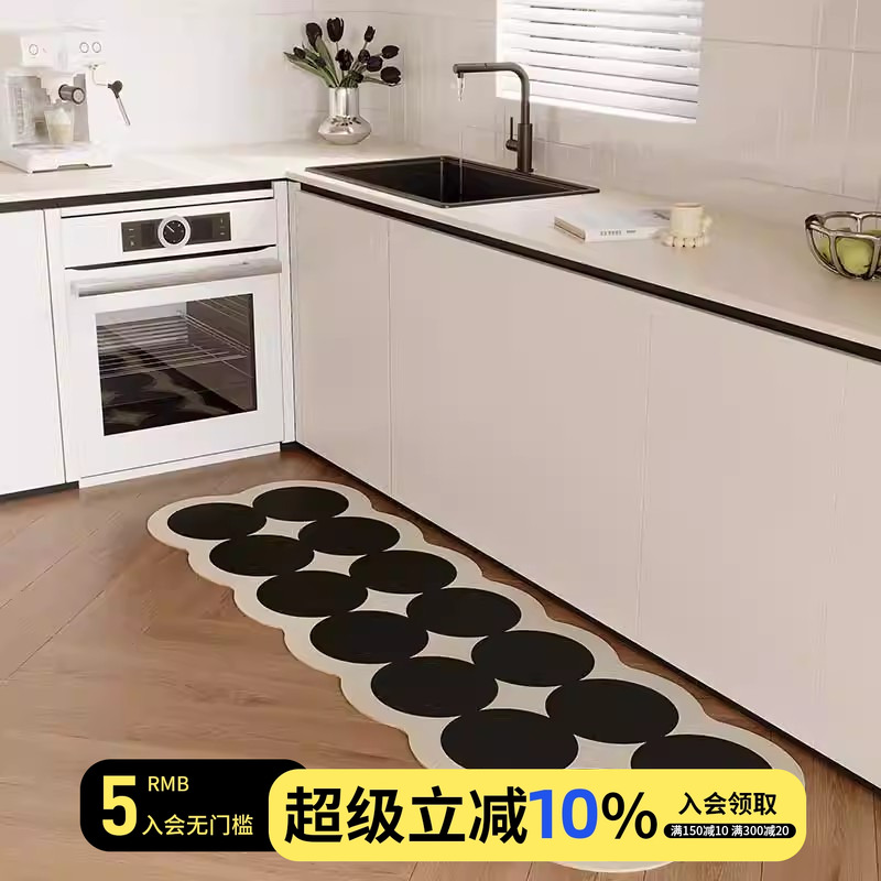 黑色耐脏厨房地垫易打理长条长方形厨房门口脚垫大地毯可定制纯色