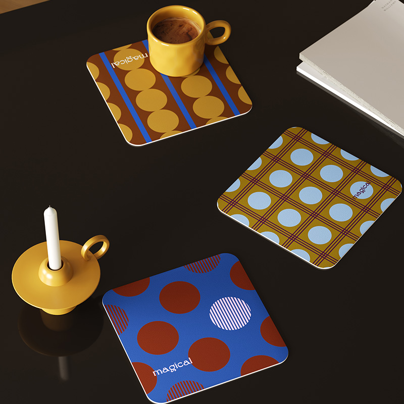 复古波点桌面茶杯垫吸水杯垫隔热