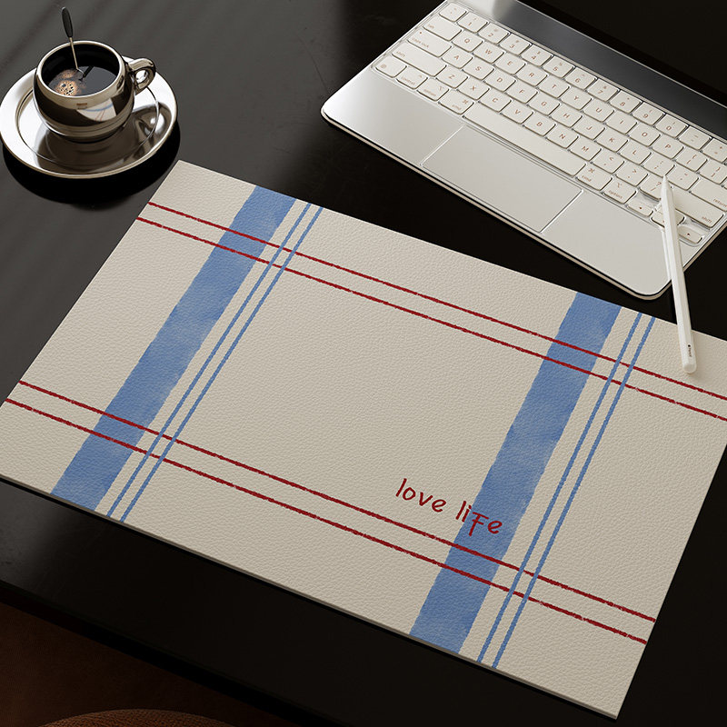 糖果便签复古风格子元素桌面pvc皮革桌垫防水防油防烫易打理餐垫