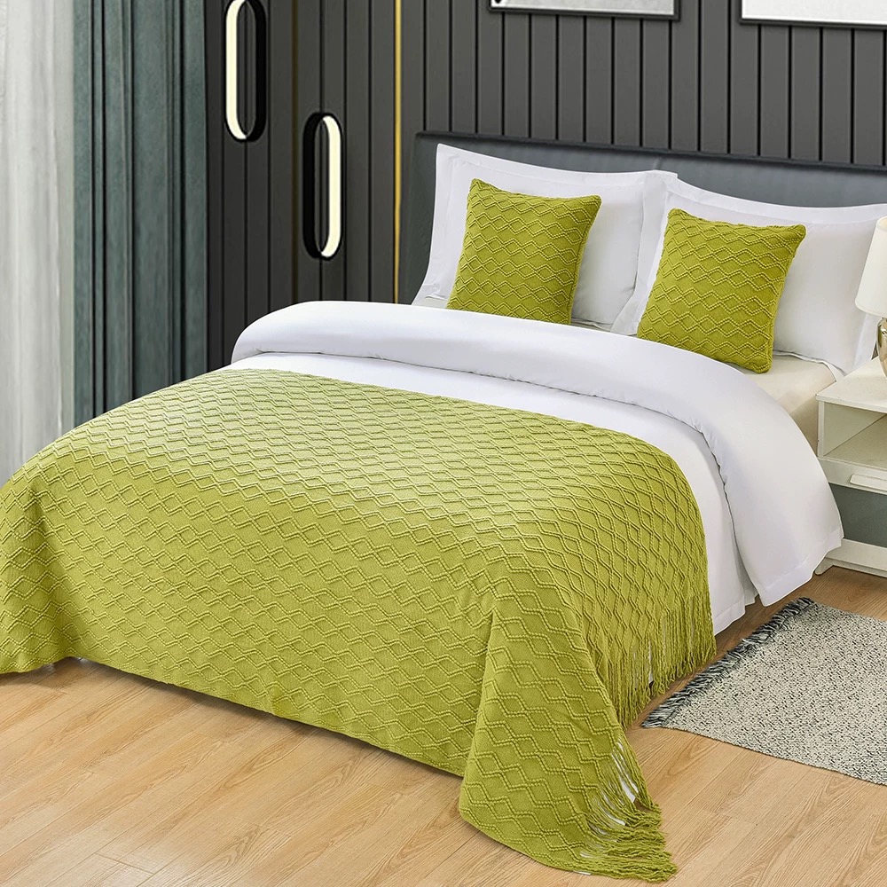 双菱格酒店床旗宾馆民宿床尾巾