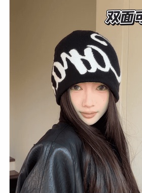 金大发耶A078秋冬冷帽秋冬季百搭针织帽圆顶帽子运动休闲字母帽