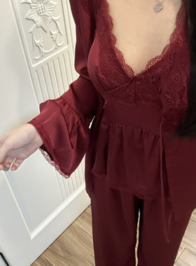 冰丝吊带本命年红色蕾丝睡衣结婚新婚情侣套装一男一女2025新款夏