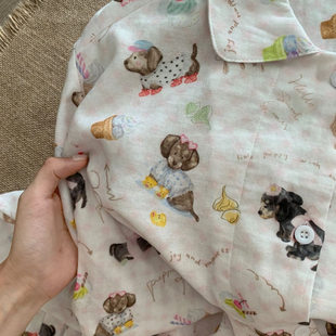 2025超火纯棉布料100全棉双层纱睡衣女款春装超可爱家居服可外穿