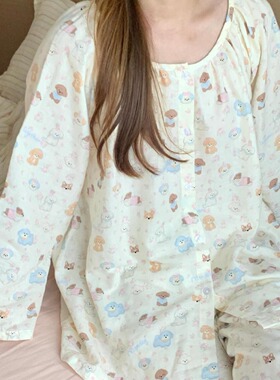 纯棉睡衣女款夏季2024新款长袖长裤透气少女感可外穿居家服套装