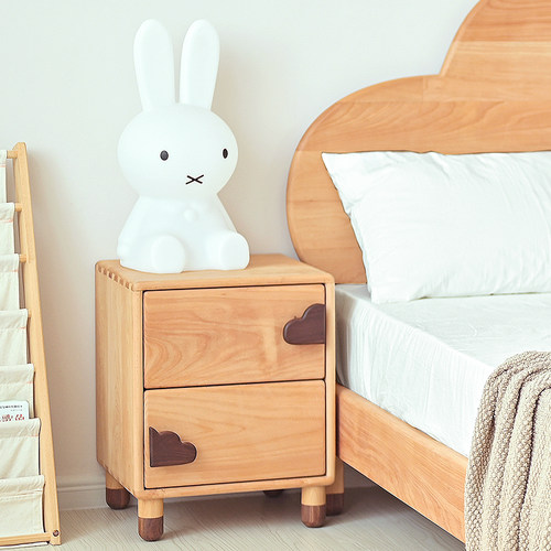 觅木榉木儿童床头柜云朵柜