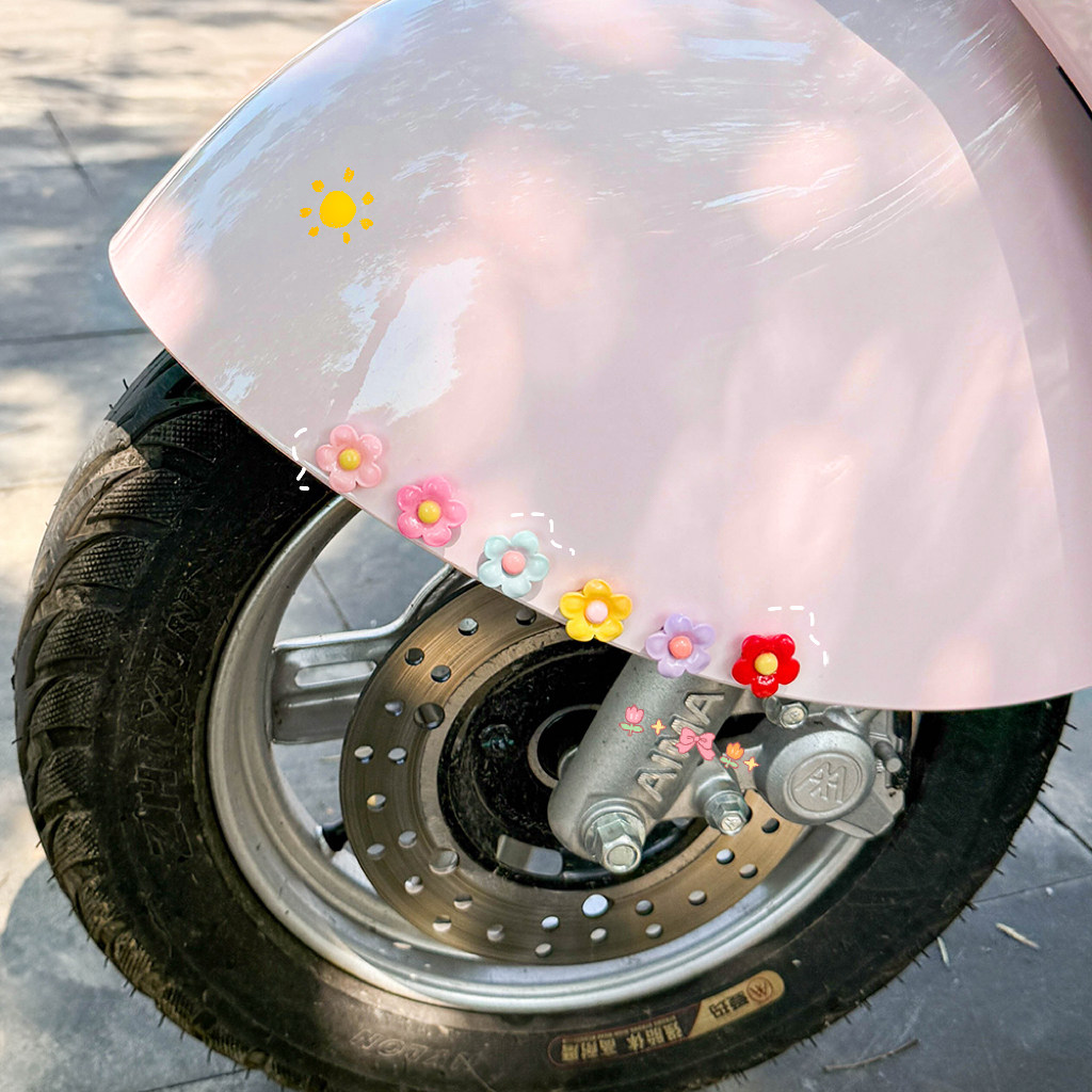 糖果色花朵车贴3D立体电动车diy装饰太阳花电瓶车改造小配件贴纸