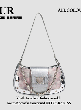 UR女包2025新款潮高级感甜酷辣妹风粉色腋下包百搭链条单肩斜挎包